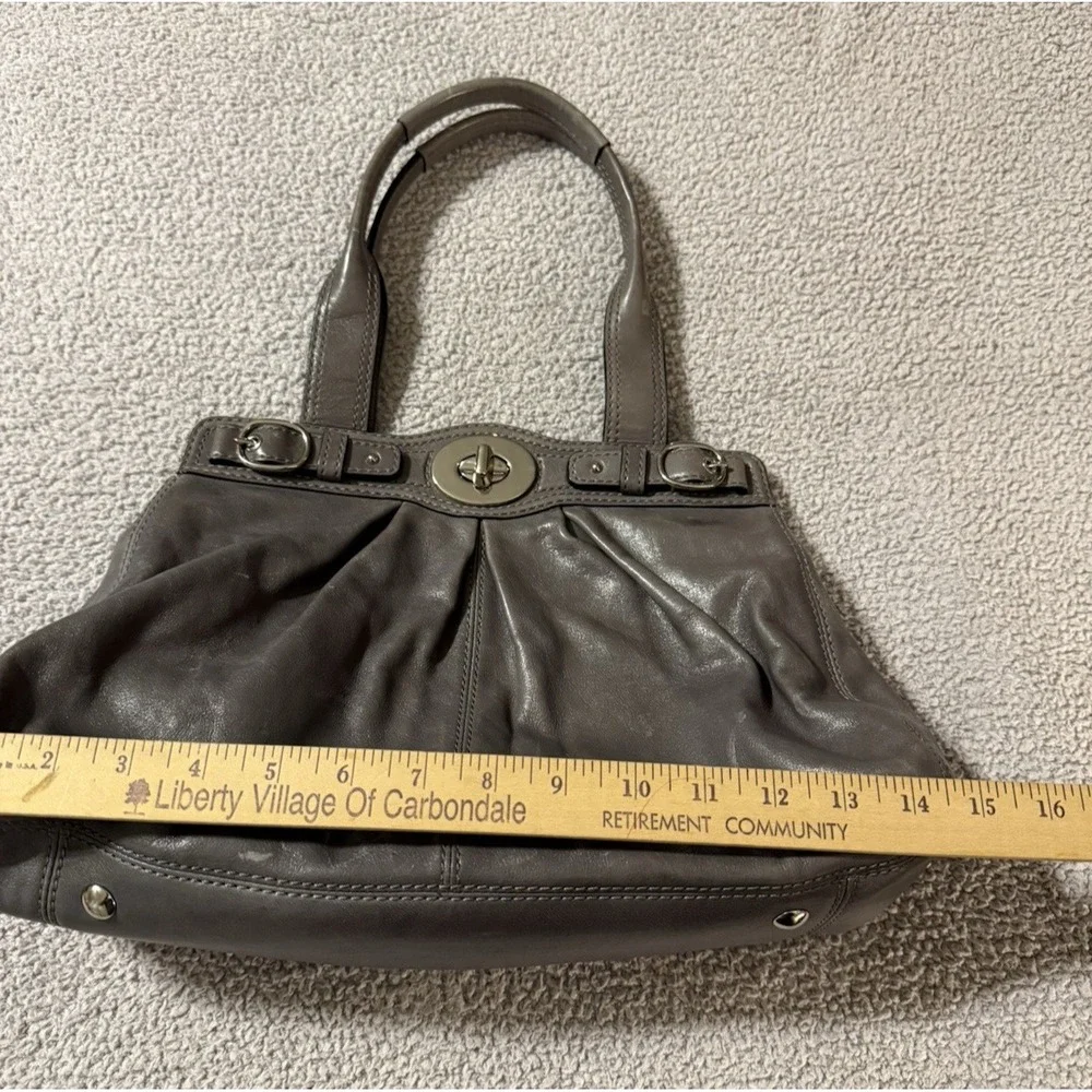 Coach Gray Leather Purse Large Hobo Handbag Turnlock Closure
